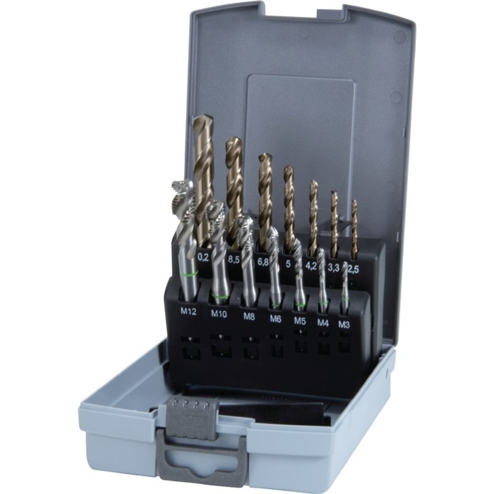 Produktabbildung: RUKO Maschinengewindebohrerset DIN 371/376 C M3-M12 14tlg.HSS-Co5 Ku.-Kass