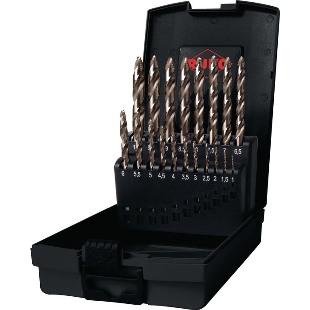 Produktabbildung: RUKO Spiralbohrersatz DIN 338 ULTIMATECUT FS, Nenn-Durchmesser 1-10x0,5 mm, HSS-Co5 Gold