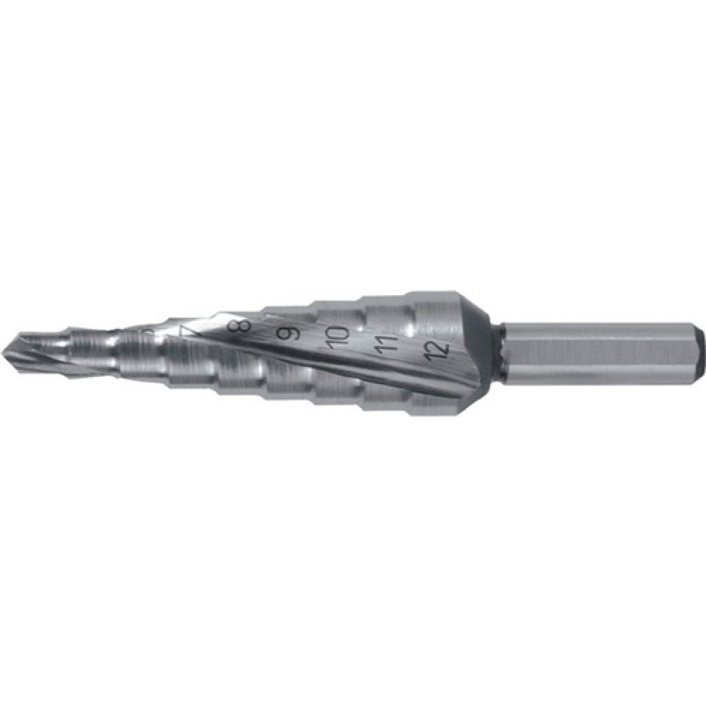 Produktabbildung: Stufenbohrer Bohrber.4-12mm HSS-Co Spiralnut Stufen 9 RUKO