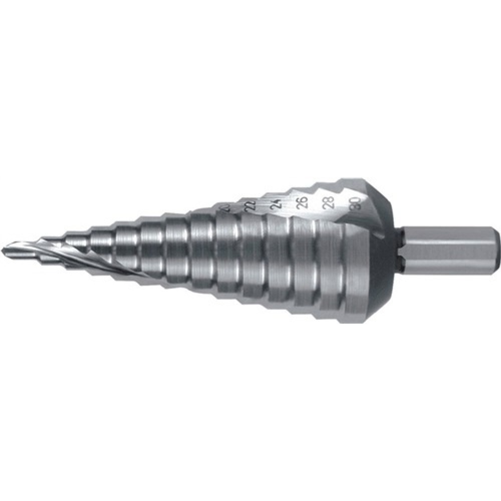 Produktabbildung: Stufenbohrer Bohrber.4-30mm HSS-Co Spiralnut Stufen 14 RUKO