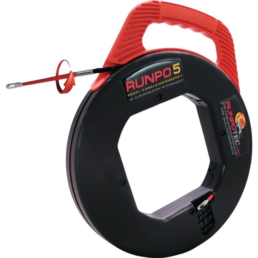 Produktabbildung: RUNPOTEC Kabeleinziehgerät RUNPO 5 Band-L.30m Biege-R.15mm Kabel-D.5,3mm