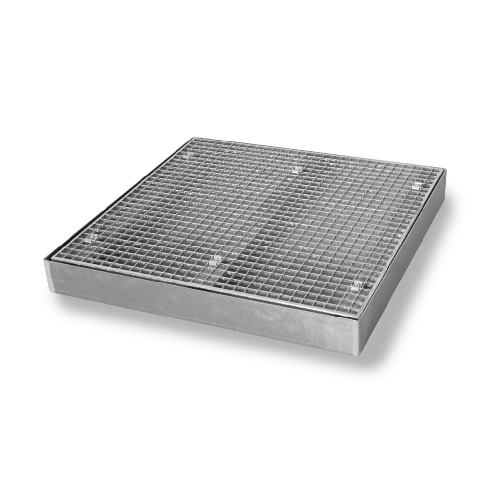 SAFE Flach-Auffangwanne aus Stahl, TK 6.500 kg/m², HxBxT 118 x 1.000 x 1.000 mm Produktabbildung: SAFE Flach-Auffangwanne aus Stahl, TK 6.500 kg/m², HxBxT 118 x 1.000 x 1.000 mm