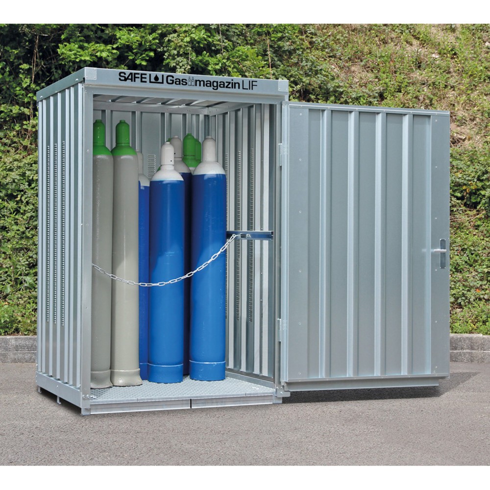 Produktabbildung: SAFE Gasflaschen-Lagercontainer mit Bodenrahmen, HxBxT 2.250 x 1.420 x 1.490 mm