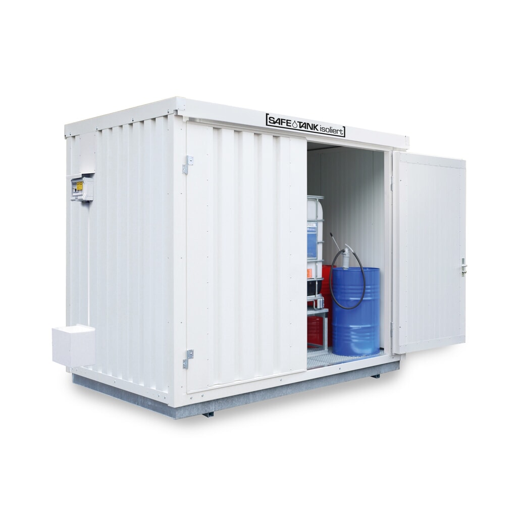 SAFE Tank Gefahrstoffcontainer 1000 KTC ALG, Außenaufstellung, verzinkt, montiert, Maße außen 3350x2170x2560 mm, Doppelflügeltür, mittig in Breitseite, Lagerfläche 5 m² Produktabbildung: SAFE Tank Gefahrstoffcontainer 1000 KTC ALG, Außenaufstellung, verzinkt, montiert, Maße außen 3350x2170x2560 mm, Doppelflügeltür, mittig in Breitseite, Lagerfläche 5 m²