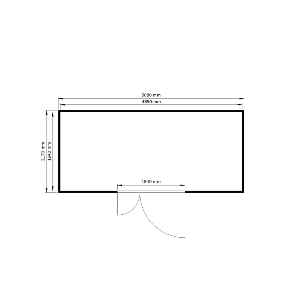 Produktabbildung Nr. 2: SAFE Tank Gefahrstoffcontainer 1700 ALG, isoliert Außenaufstellung, komplett montiert, kunststoffbeschichtet RAL 9002, Maße außen 5380x2170x2520 mm, Doppelflügeltür (asymmetrische Teilung), mittig in Breistseite, Lagerfläche 9 m²