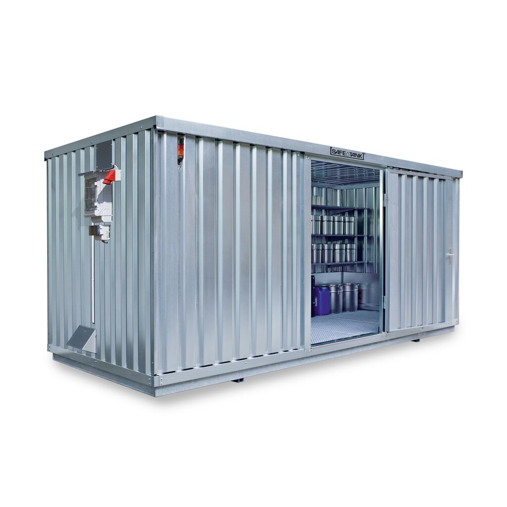 SAFE Tank Gefahrstoffcontainer 1700 CONTROL, automatisierte Explosionsschutzeinrichtung für höchste Energieeffizienz u. Sicherheit, Maße außen 5380x2170x2300 mm, Einzelflügeltür, mittig in der kurzen Seite, Lagerfläche 10 m² Produktabbildung: SAFE Tank Gefahrstoffcontainer 1700 CONTROL, automatisierte Explosionsschutzeinrichtung für höchste Energieeffizienz u. Sicherheit, Maße außen 5380x2170x2300 mm, Einzelflügeltür, mittig in der kurzen Seite, Lagerfläche 10 m²