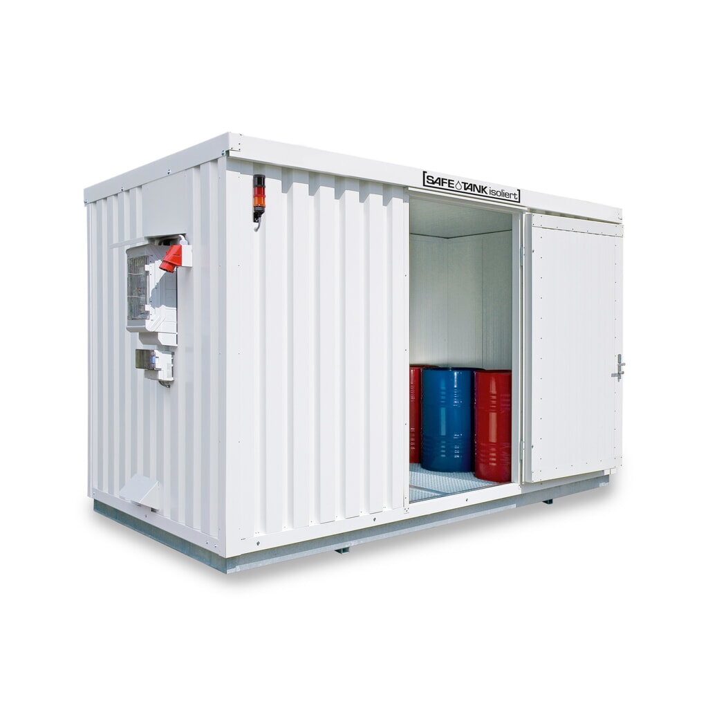 SAFE Tank Gefahrstoffcontainer 1350 CONTROL isoliert, automatisierte Explosionsschutzeinrichtung für höchste Energieeffizienz u. Sicherheit, Maße außen 4350x2170x2510 mm, Einzelflügeltür, mittig in 2 m Seite, Lagerfläche 7 m² Produktabbildung: SAFE Tank Gefahrstoffcontainer 1350 CONTROL isoliert, automatisierte Explosionsschutzeinrichtung für höchste Energieeffizienz u. Sicherheit, Maße außen 4350x2170x2510 mm, Einzelflügeltür, mittig in 2 m Seite, Lagerfläche 7 m²