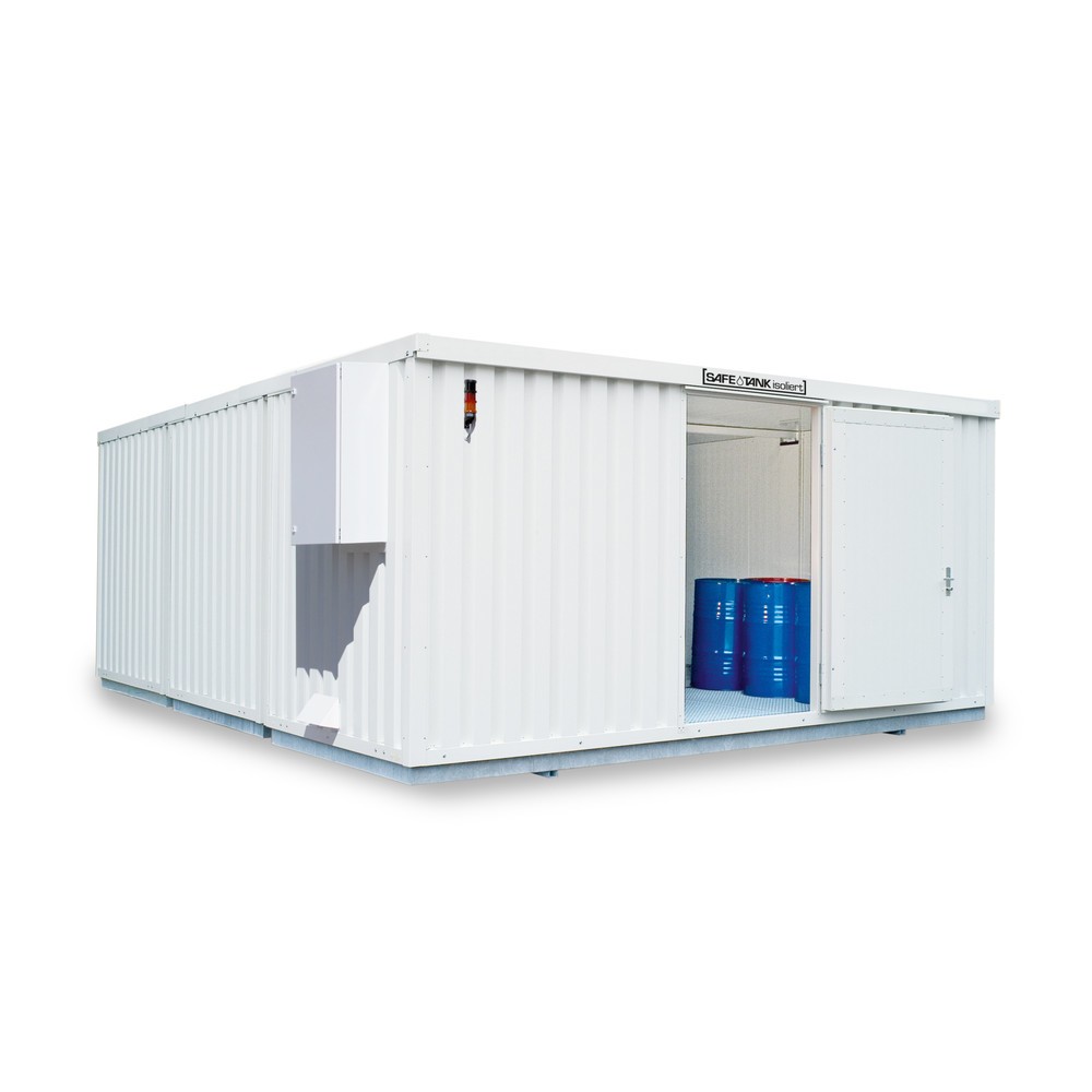 Produktabbildung Nr. 1: SAFE Tank Gefahrstoffcontainer 5000 CONTROL isoliert, automatisierte Explosionsschutzeinrichtung für höchste Energieeffizienz u. Sicherheit, Maße außen 5380x6520x2520 mm, Einzelflügeltür, seitlich in 6 m Seite, Lagerfläche 32 m²