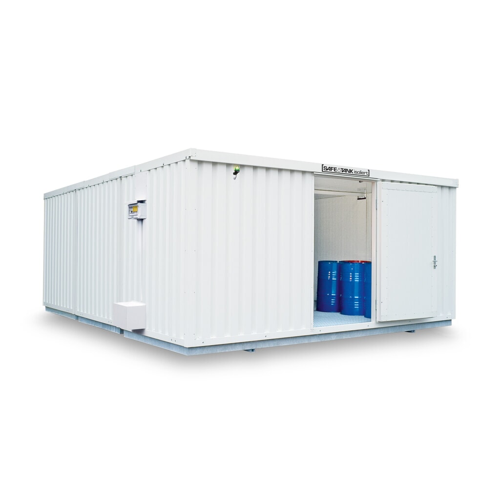 SAFE Tank Gefahrstoffcontainer 5000 ECO, isoliert, energieeffizient durch bedarfsgerechte Lüftersteuerung, Maße außen 5380x6520x2520 mm, Einzelflügeltür, seitlich in 6 m Seite, Lagerfläche 30 m² Produktabbildung: SAFE Tank Gefahrstoffcontainer 5000 ECO, isoliert, energieeffizient durch bedarfsgerechte Lüftersteuerung, Maße außen 5380x6520x2520 mm, Einzelflügeltür, seitlich in 6 m Seite, Lagerfläche 30 m²