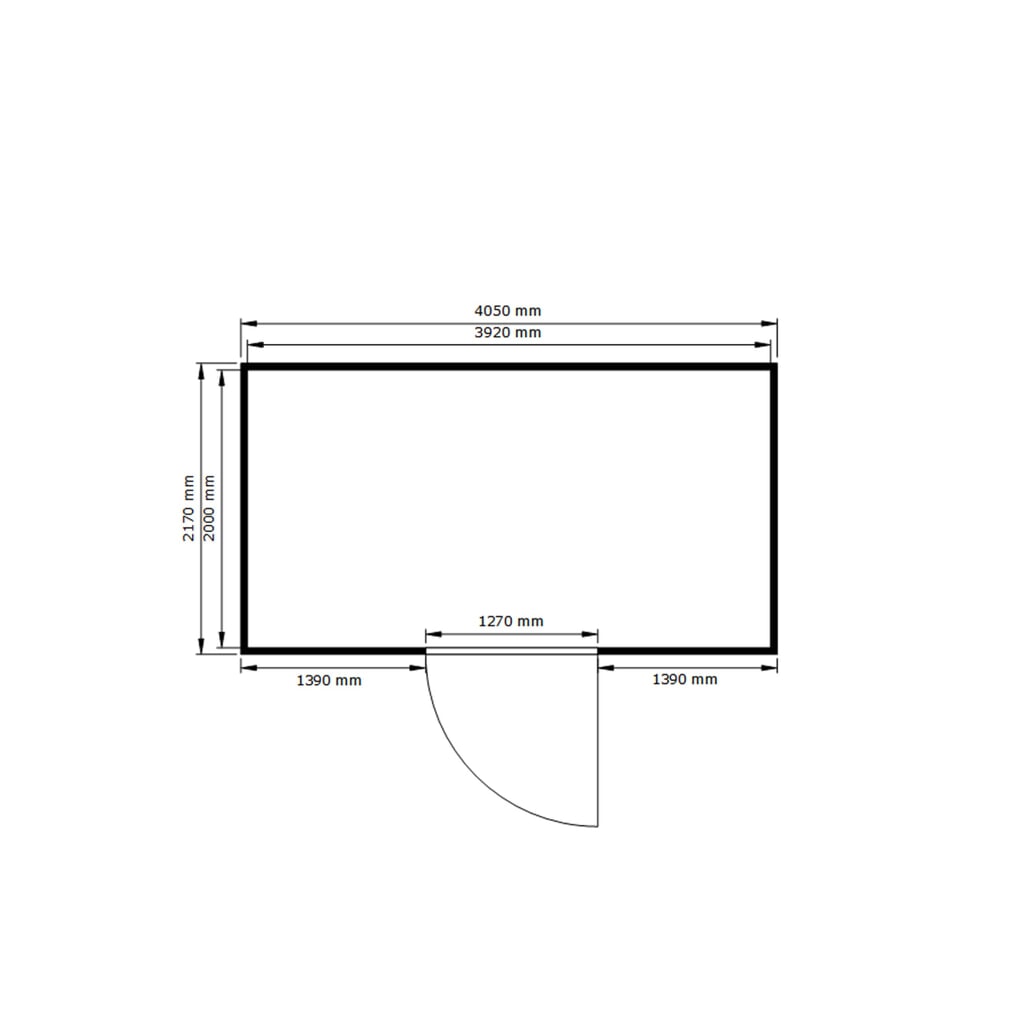 Produktabbildung Nr. 2: SAFE Tank Gefahrstoffcontainer 1350 WGK, verzinkt, montiert, Innen- und Außenaufstellung, Maße außen 4050x2170x2300 mm, Einzelflügeltür, mittig in Breitseite, Lagerfläche 8 m²