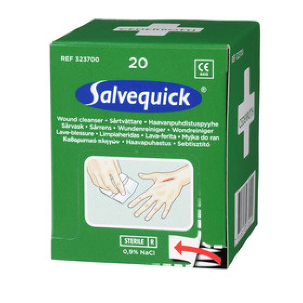Salvequick Wundreinigungstücher Nachfüllpack für die Cederroth Erste-Hilfe-Station, Inhalt: 20 Stück Produktabbildung: Salvequick Wundreinigungstücher Nachfüllpack für die Cederroth Erste-Hilfe-Station, Inhalt: 20 Stück