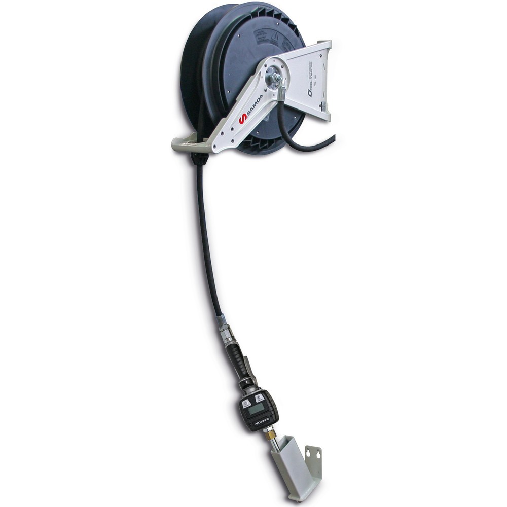 Produktabbildung: SAMOA-HALLBAUERSchlauchaufroller, offen, mit Elektronik-Handdurchlaufzähler, Schlauchlänge 10 m, Gewinde 1/2"