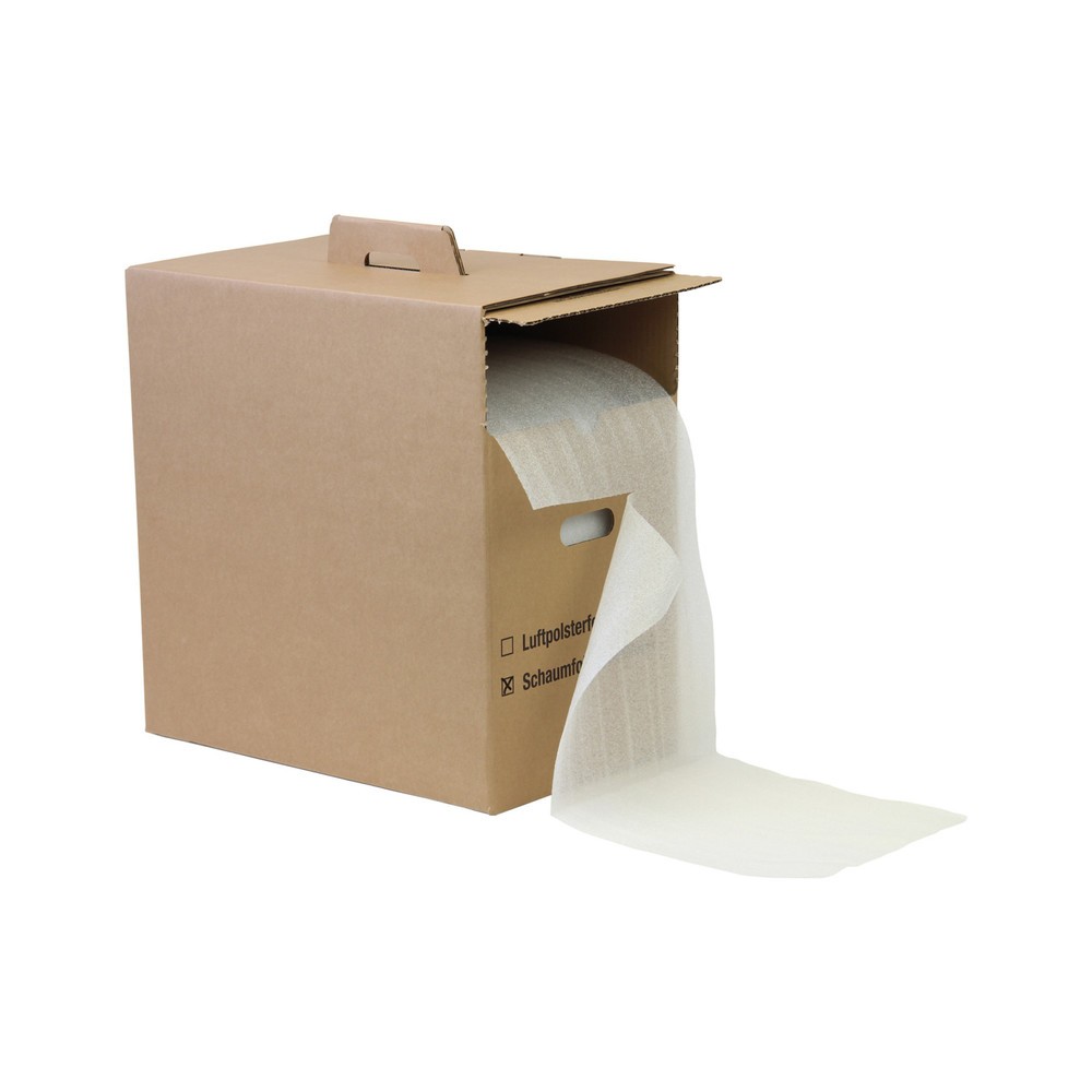 Produktabbildung: Schaumfolie im Spendekarton,  285 mm breit x 100 lfm.