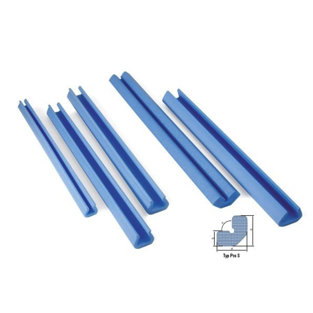Produktabbildung: Schaumpolsterprofil, 2000 x 60 x 60 mm, 30 mm Stärke, blau, aus Schaum, PRO S, 1 VE = 140 Stk