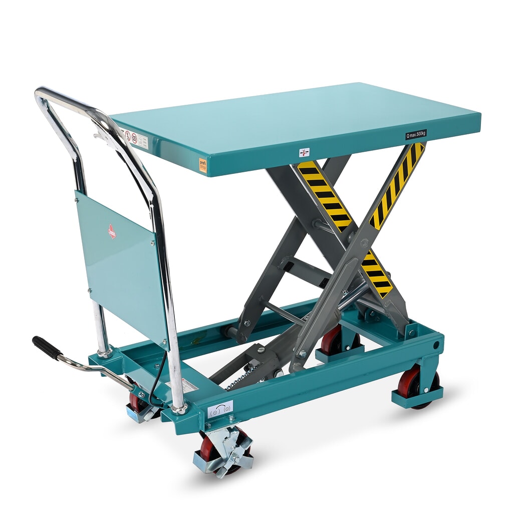 Produktabbildung: Scheren-Hubtischwagen Ameise® LTT 0.5 mit Einfach-Schere, fester Bügel, Tragkraft 500 kg, Plattform à 850 x 500 mm