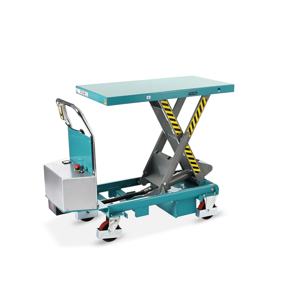 Scheren-Hubtischwagen Ameise® LTT 0.5 mit Einfach-Schere, elektrisch, Tragkraft 500 kg, Plattform à 1.010 x 520 mm Produktabbildung: Scheren-Hubtischwagen Ameise® LTT 0.5 mit Einfach-Schere, elektrisch, Tragkraft 500 kg, Plattform à 1.010 x 520 mm