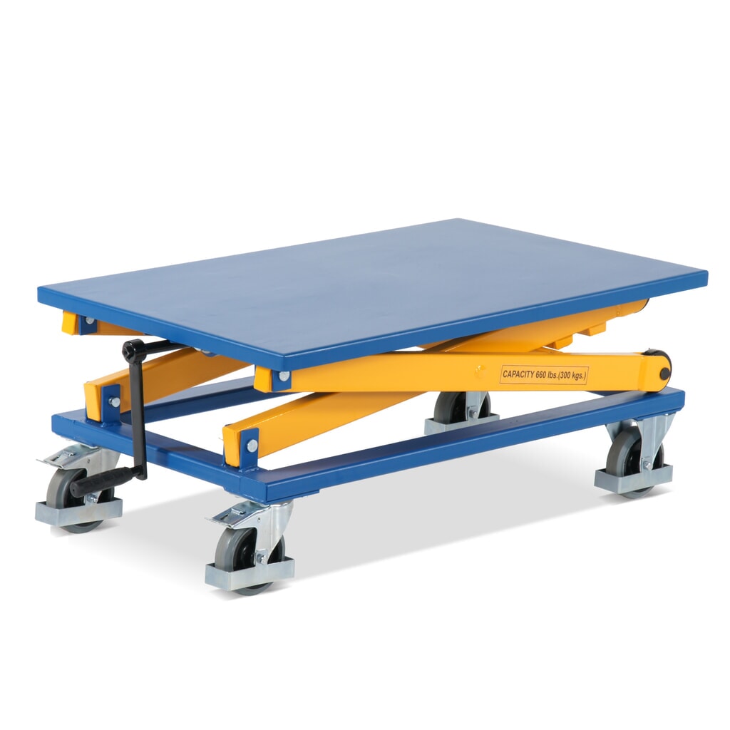 Scheren-Hubtischwagen mit Spindel, TK 300 kg, Plattform à 950 x 600 mm Produktabbildung Nr. 3: Scheren-Hubtischwagen mit Spindel, TK 300 kg, Plattform à 950 x 600 mm