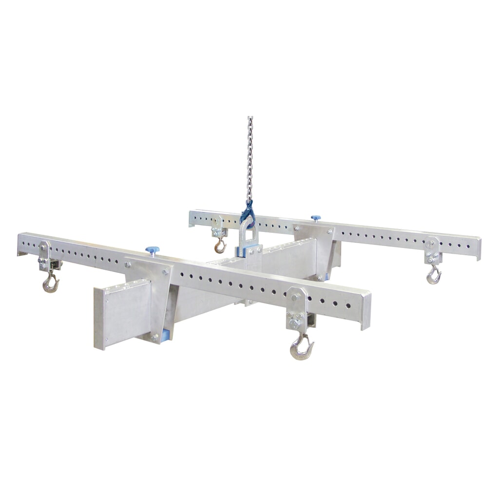 SCHILLING Alu-Lasttraverse in H-Bauweise, mit 4 Sicherheitshaken, Hauptträger 2 m, Querträger 2 m, TK 1000 kg Produktabbildung: SCHILLING Alu-Lasttraverse in H-Bauweise, mit 4 Sicherheitshaken, Hauptträger 2 m, Querträger 2 m, TK 1000 kg