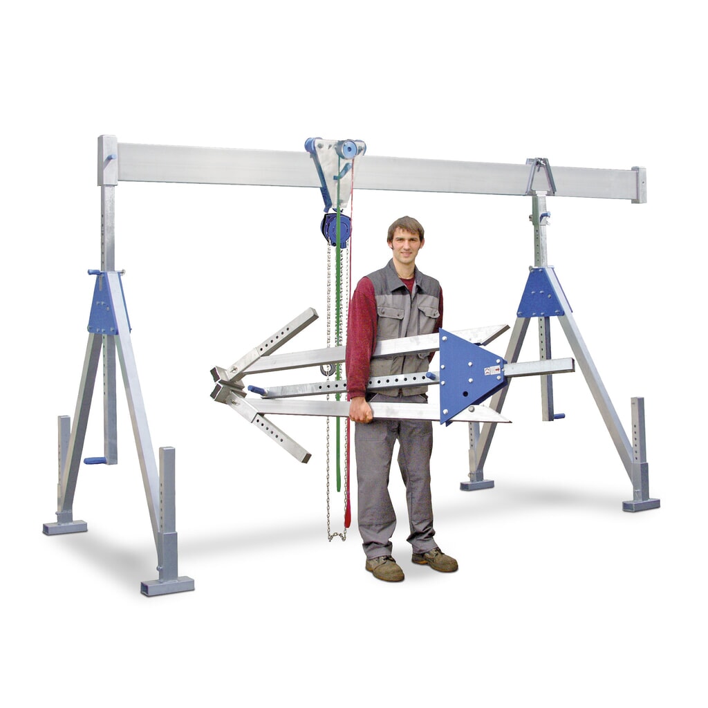 Produktabbildung: SCHILLING Alu-Portalkran mit teilbarem Träger, Einhängepunkt 1.249-2.349 mm, Länge 4.000 mm, TK 500 kg