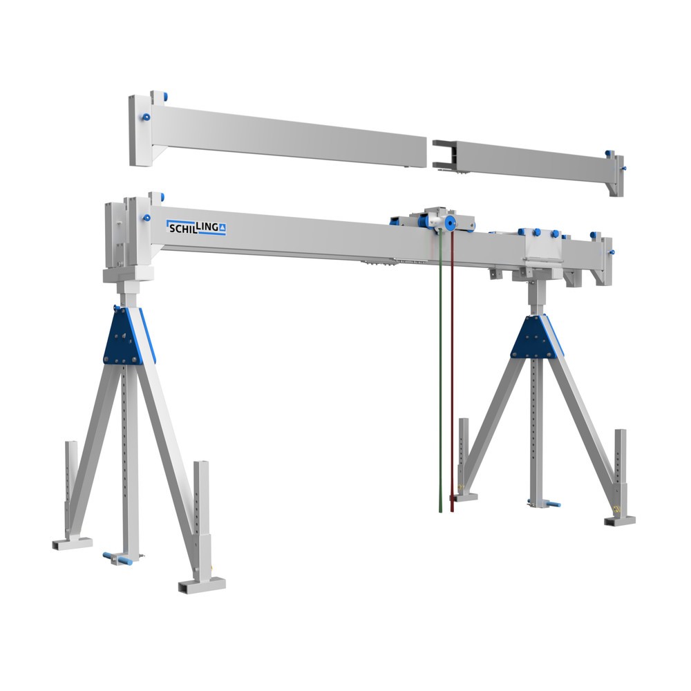 Produktabbildung: SCHILLING Alu-Portalkran mit teilbarem Doppelträger, Einhängepunkt 1.785-2.835 mm, Länge 4.000 mm, TK 1.000 kg