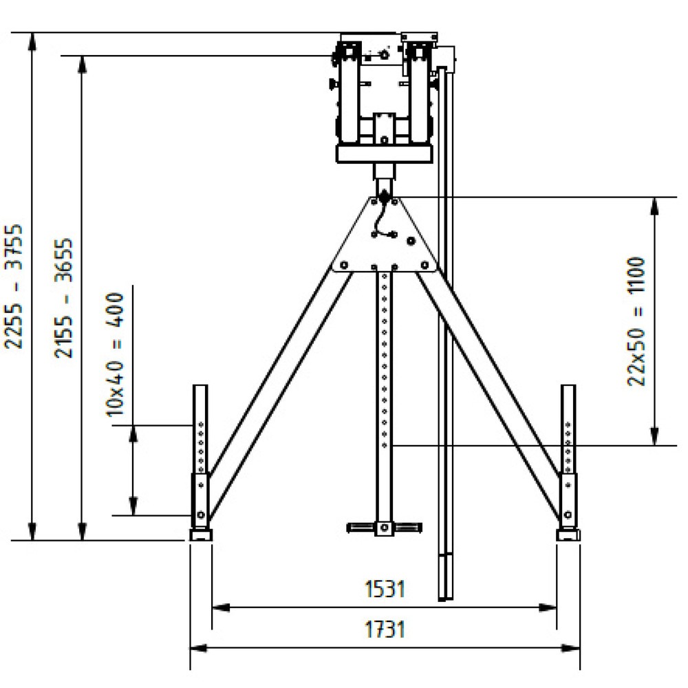 Produktabbildung Nr. 7: SCHILLING Alu-Portalkran mit teilbarem Doppelträger, Einhängepunkt 2.155-3.655 mm, Länge 4.000 mm, TK 1.500 kg