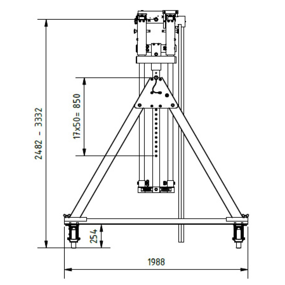 Produktabbildung Nr. 8: SCHILLING Alu-Portalkran mit teilbarem Doppelträger, verfahrbar, Einhängepunkt 2.482-3.332 mm, Länge 4.000 mm, TK 1.500 kg