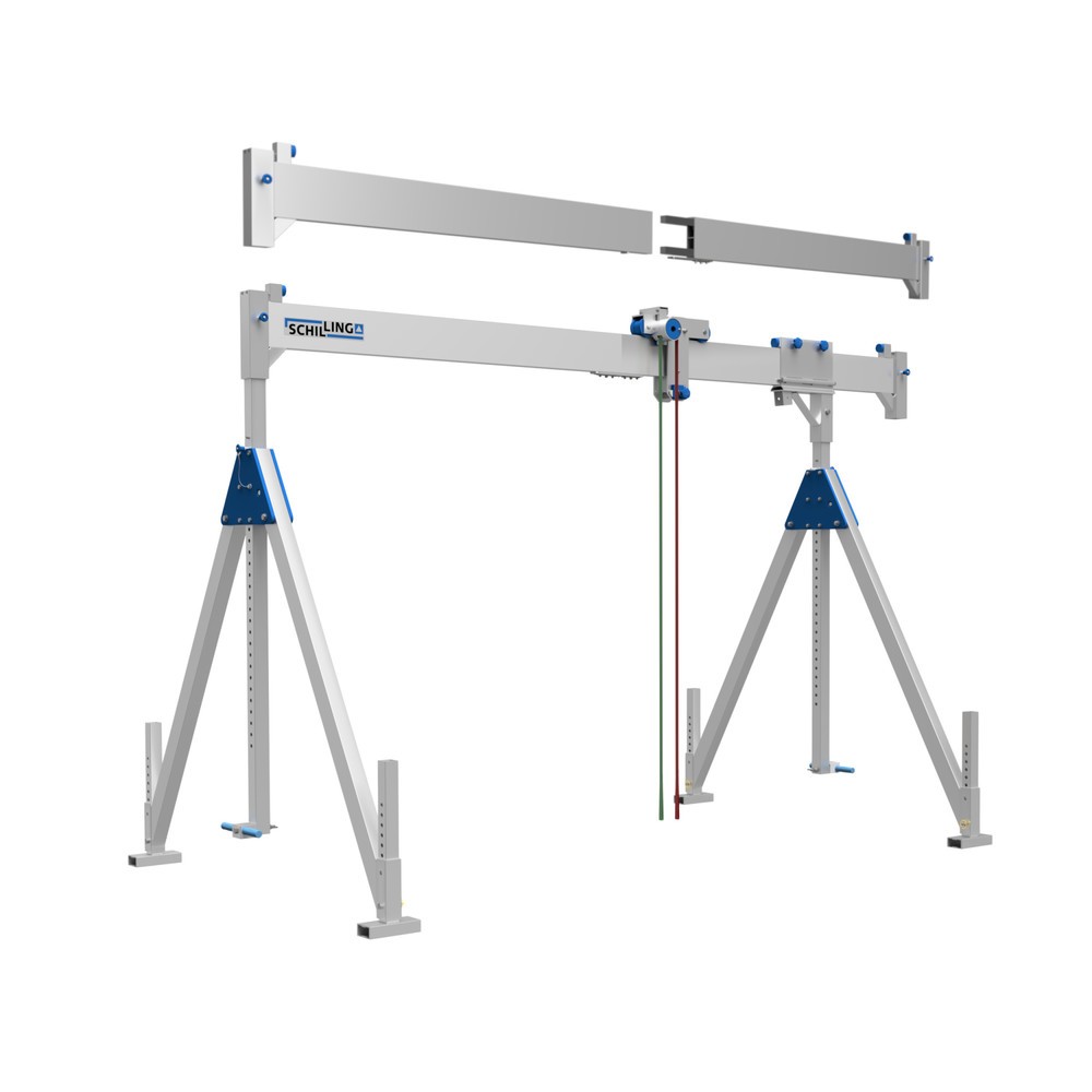 Produktabbildung: SCHILLING Alu-Portalkran mit teilbarem Träger, Einhängepunkt 2.310-4.010 mm, Länge 5.000 mm, TK 1.000 kg