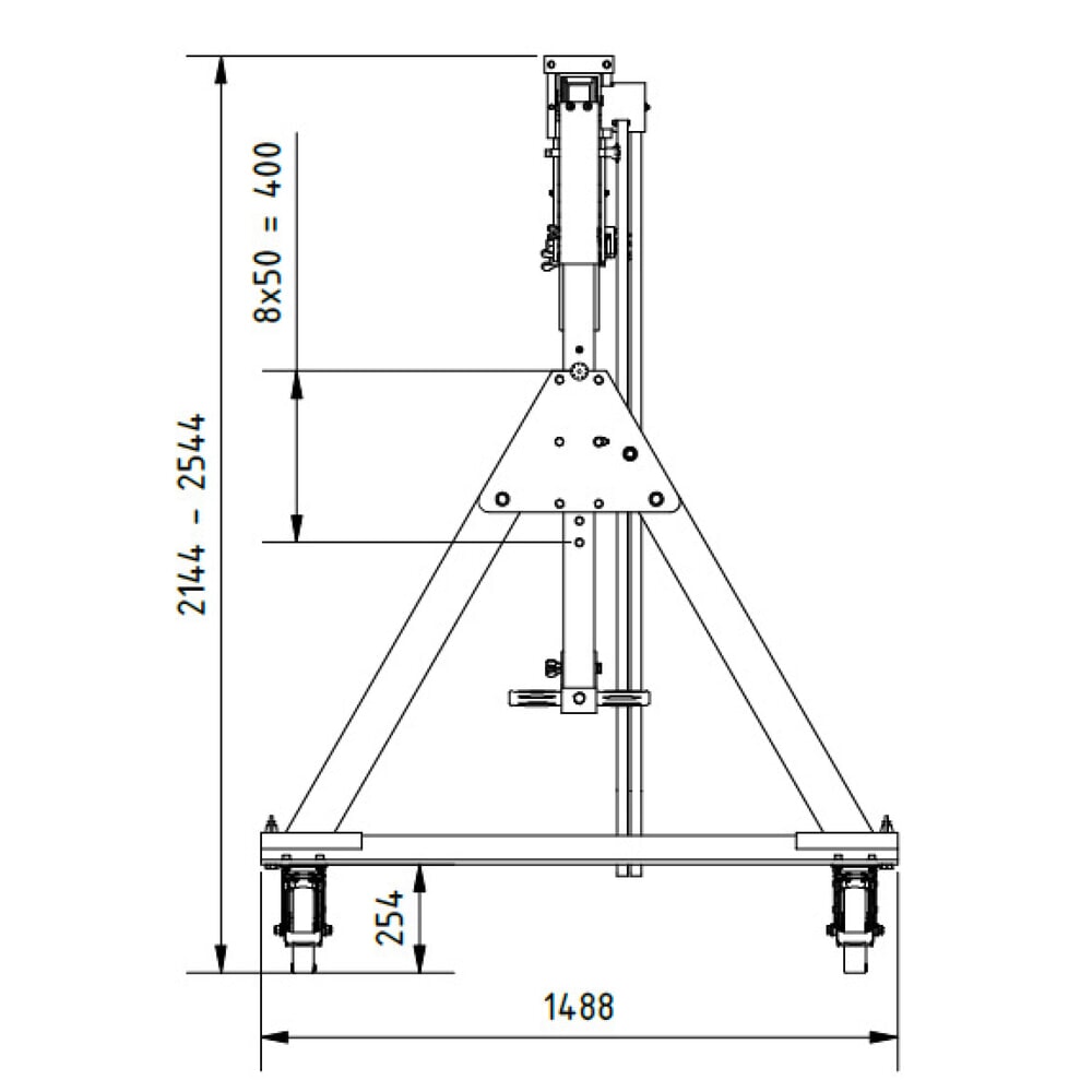 Produktabbildung Nr. 2: SCHILLING Alu-Portalkran mit teilbarem Träger, verfahrbar, Einhängepunkt 1.699-2.099 mm, Länge 4.000 mm, TK 500 kg
