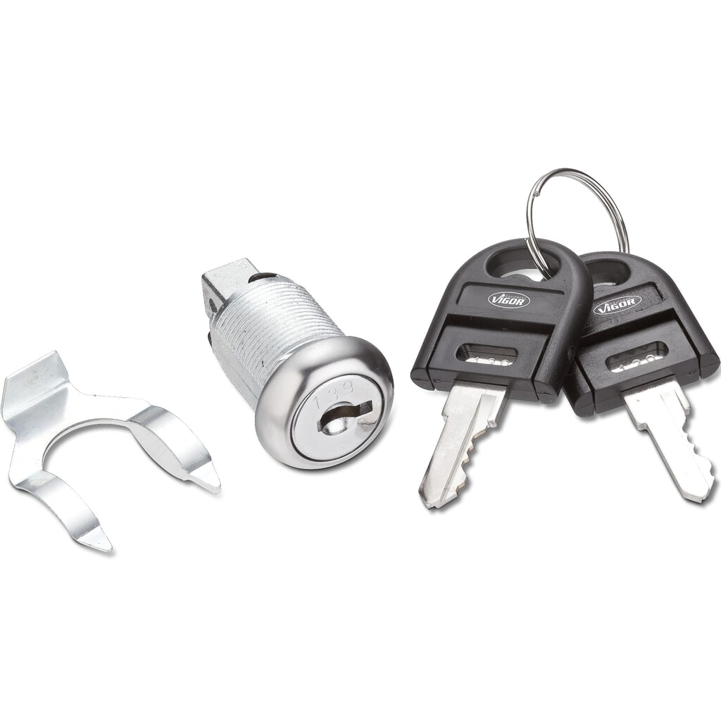 Schloss für VIGOR® Werkzeugwagen und Werkbänke, inkl. 2 Schlüssel Produktabbildung: Schloss für VIGOR® Werkzeugwagen und Werkbänke, inkl. 2 Schlüssel