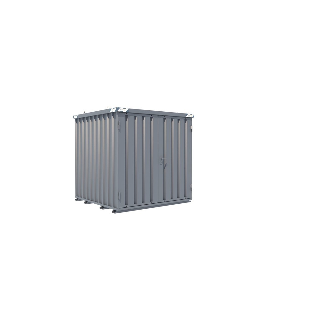 Produktabbildung: Schnellbaucontainer, HxBxT 2.100 x 2.100 x 2.100 mm, Tür stirnseitig, 2-flügelig