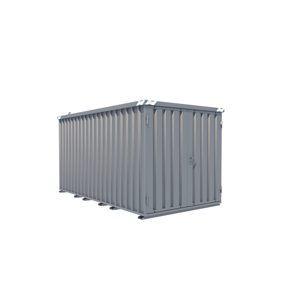 Produktabbildung: Schnellbaucontainer, HxBxT 2.100 x 2.100 x 4.100 mm, Tür stirnseitig, 2-flügelig