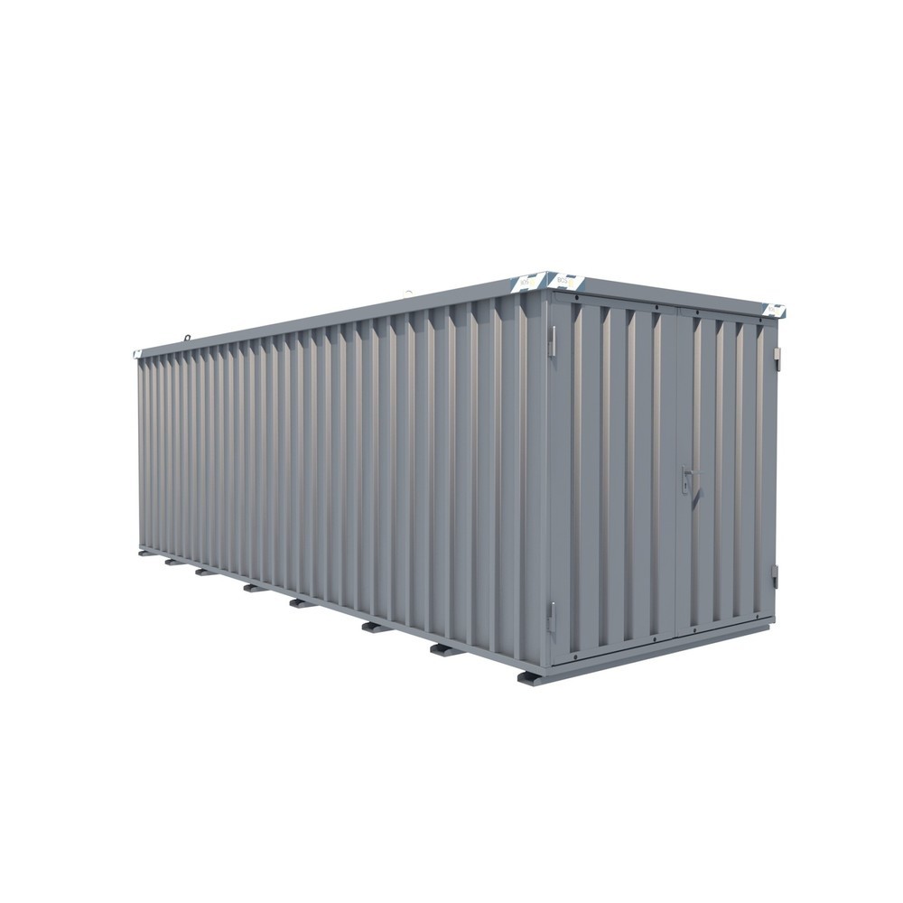 Produktabbildung: Schnellbaucontainer, HxBxT 2.100 x 2.100 x 6.100 mm, Tür stirnseitig, 2-flügelig