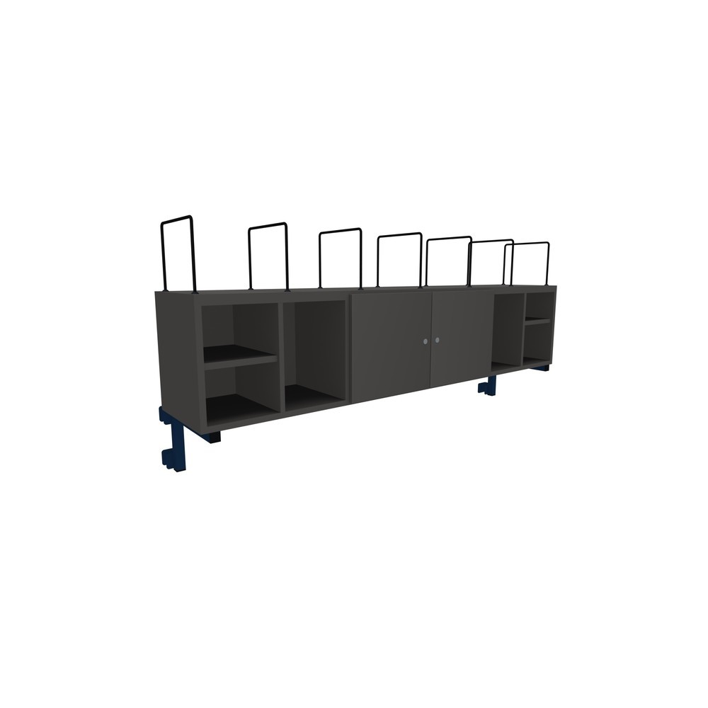Produktabbildung Nr. 2: Schranksystem für Rocholz Packtische mit Türen, Fachteilern und Einlegeböden, lichtgrau