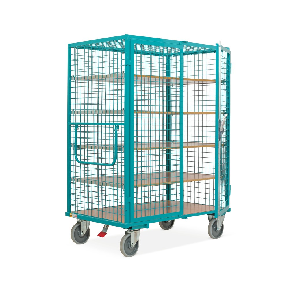 Produktabbildung: Schrankwagen Ameise®, Gitterwände, türkisblau, HxBxT 1.800 x 1.115 x 810 mm