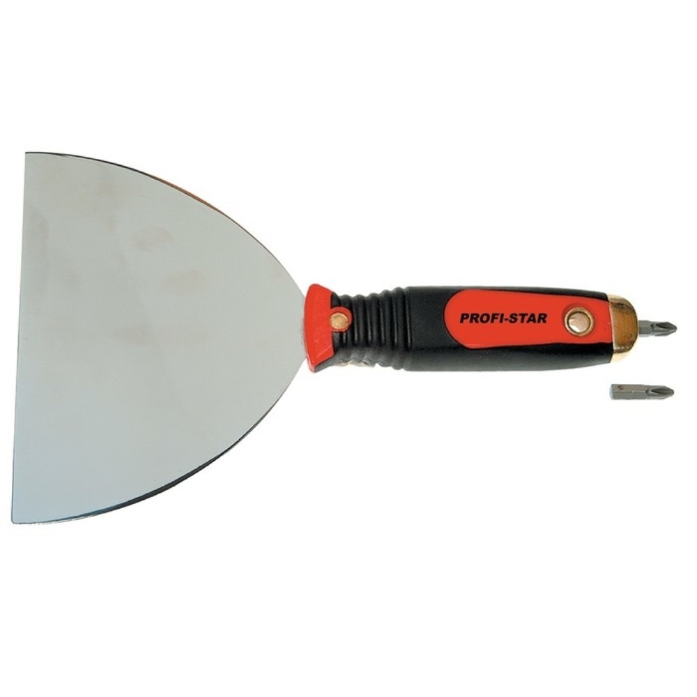 Produktabbildung: Schraubgriffspachtel, Magnet-Bit-Halter PH2, Breite 150 mm, 2-K-Griff rostfrei