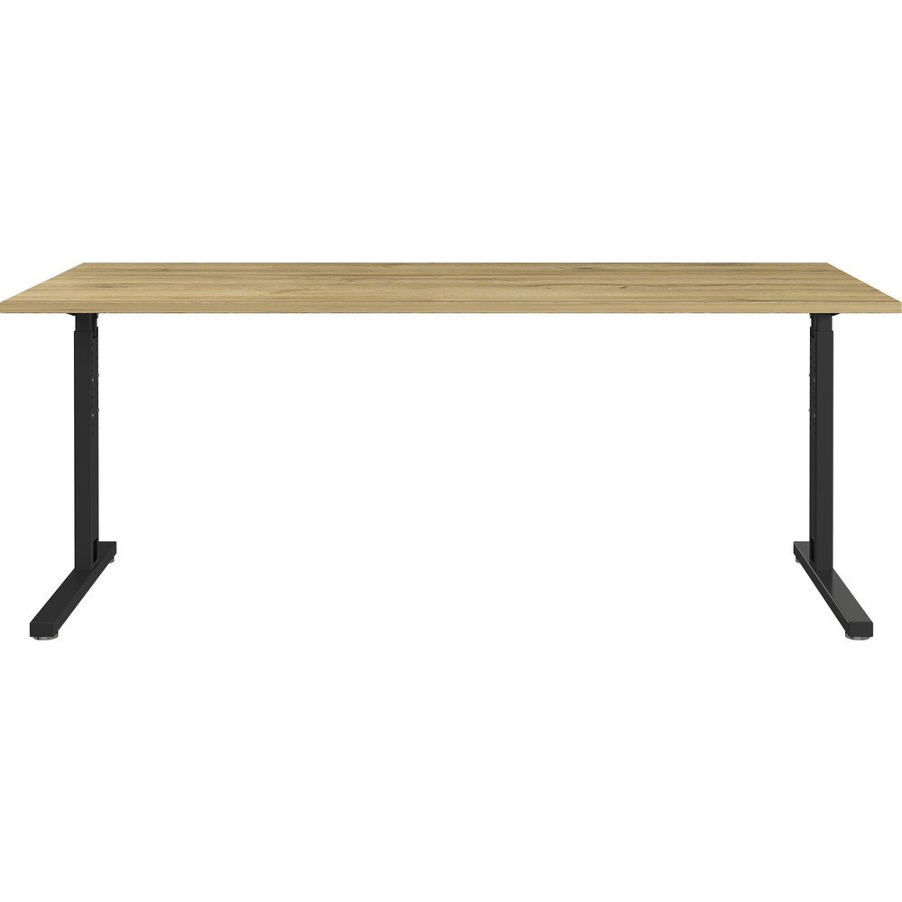 Produktabbildung: Schreibtisch PROFI, 1.800 x 800 mm, mech. höhenverstellbar, Grandson-Eiche-Nb./Schwarz