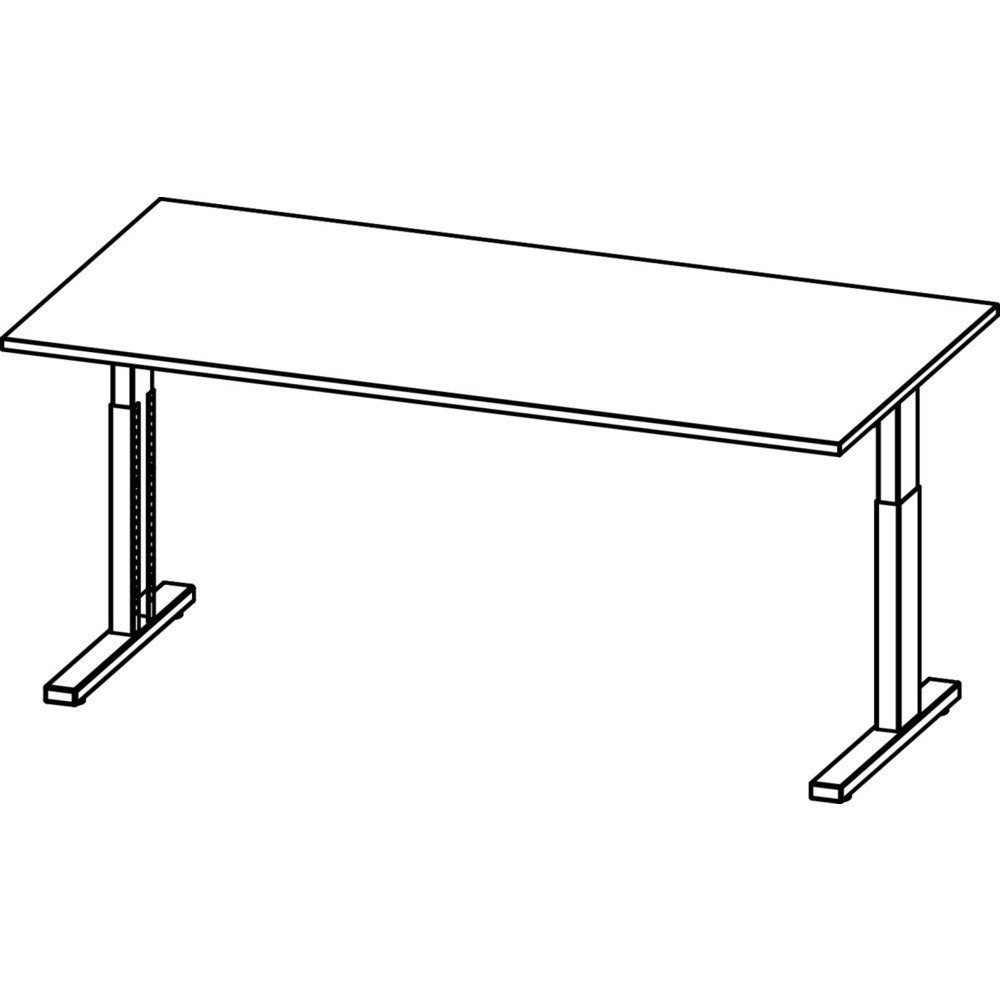 Produktabbildung Nr. 2: Schreibtisch PROFI, 1.600 x 800 mm, mech. höhenverstellbar, Lichtgrau/Silber