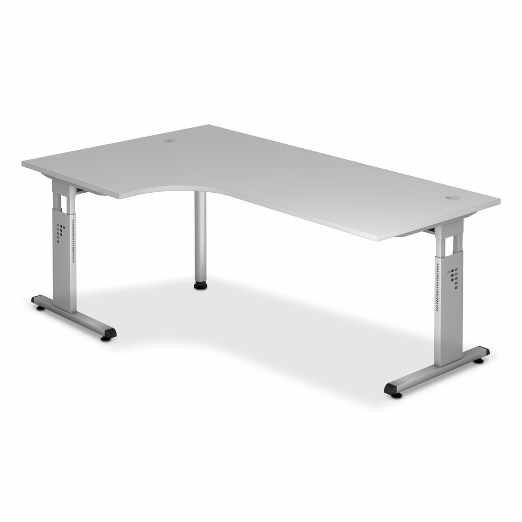 Produktabbildung: Schreibtisch Solid, Winkelform 90 °, C-Fuß-Gestell, BxT 2.000 x 1.200 mm, grau