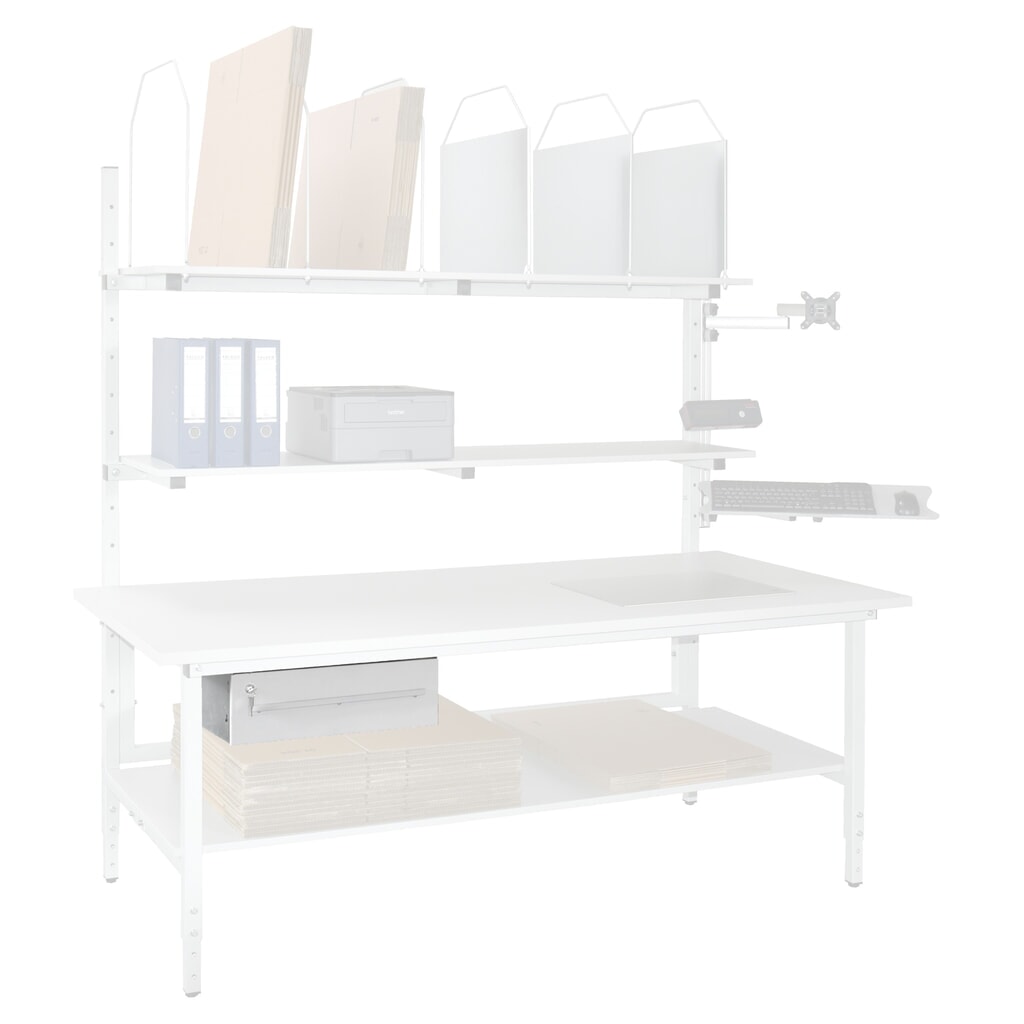 Schublade, abschließbar, für DAHMEN Packtische Classic und Multiplex, HxBxT 160 x 490 x 450 mm, lichtgrau Produktabbildung Nr. 2: Schublade, abschließbar, für DAHMEN Packtische Classic und Multiplex, HxBxT 160 x 490 x 450 mm, lichtgrau