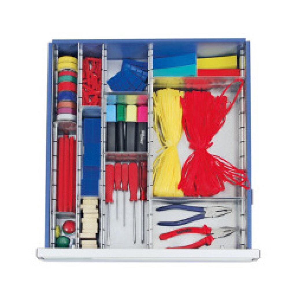 Schubladeneinteilungs-Set für stumpf® Schubladenschrank Premium, 12 Fächer, Höhe 100 mm Produktabbildung: Schubladeneinteilungs-Set für stumpf® Schubladenschrank Premium, 12 Fächer, Höhe 100 mm