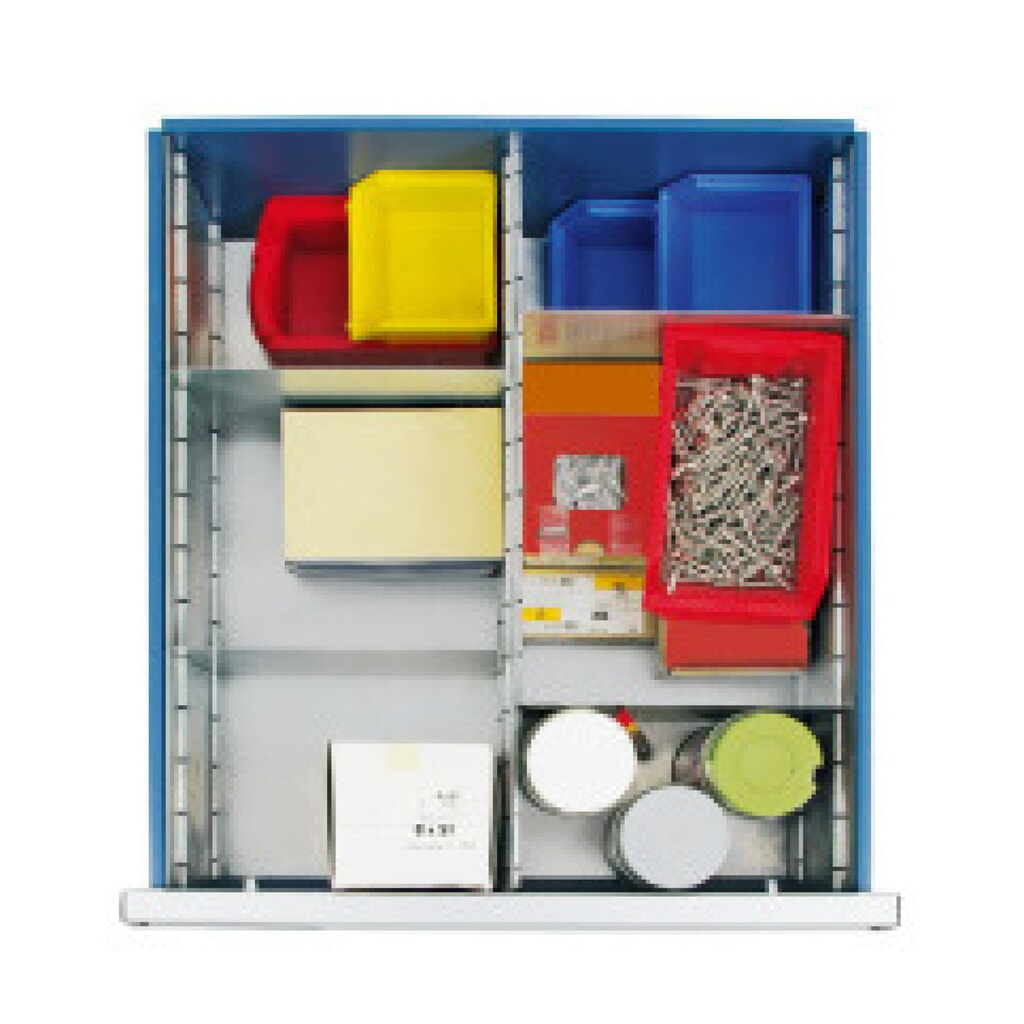 Produktabbildung: Schubladeneinteilungs-Set für Schubladenschrank stumpf® Premium, 6 Fächer, Höhe 200 mm