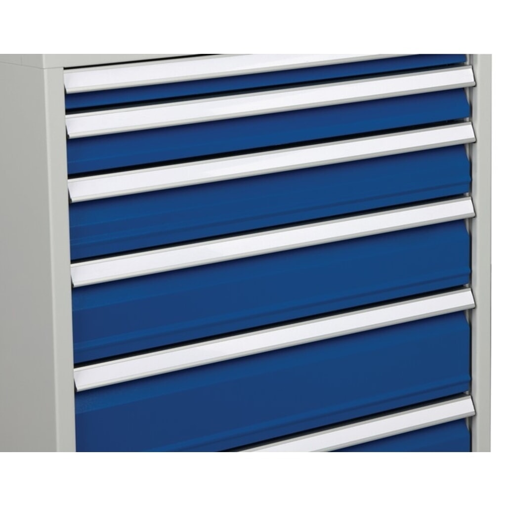 Schubladenschrank, lichtgrau/signalblau 7 Schubl., H1019xB705xT736mm, Vollauszug Produktabbildung Nr. 3: Schubladenschrank, lichtgrau/signalblau 7 Schubl., H1019xB705xT736mm, Vollauszug