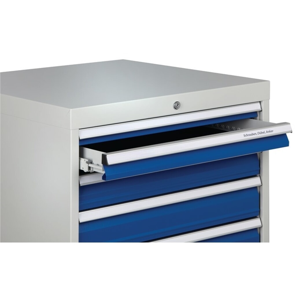 Produktabbildung Nr. 5: Schubladenschrank, lichtgrau/signalblau 7 Schubl., H1019xB705xT736mm, Vollauszug