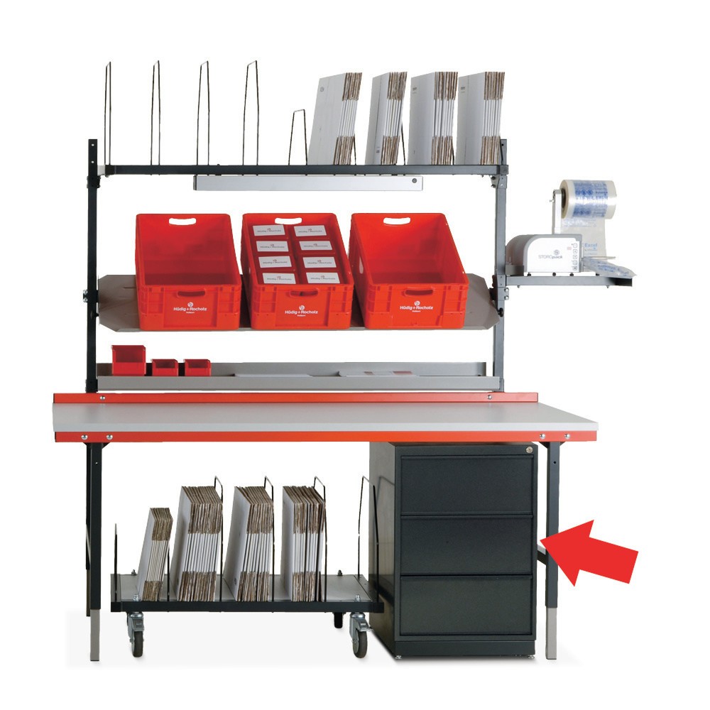 Produktabbildung: Schubladenschrank für Rocholz Packtisch-System, 3 Schubladen