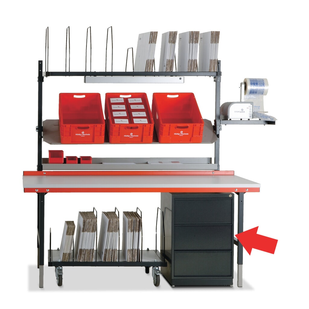 Schubladenschrank für Rocholz Packtisch-System, 3 Schubladen Produktabbildung: Schubladenschrank für Rocholz Packtisch-System, 3 Schubladen