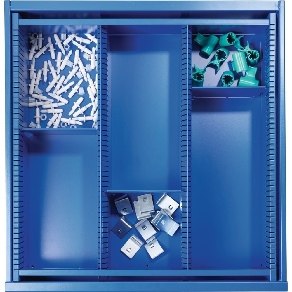 Produktabbildung: Schubladenunterteilungsmaterial BK 600, 2 Längs-/3 Querteiler, Fronthöhe 140 mm