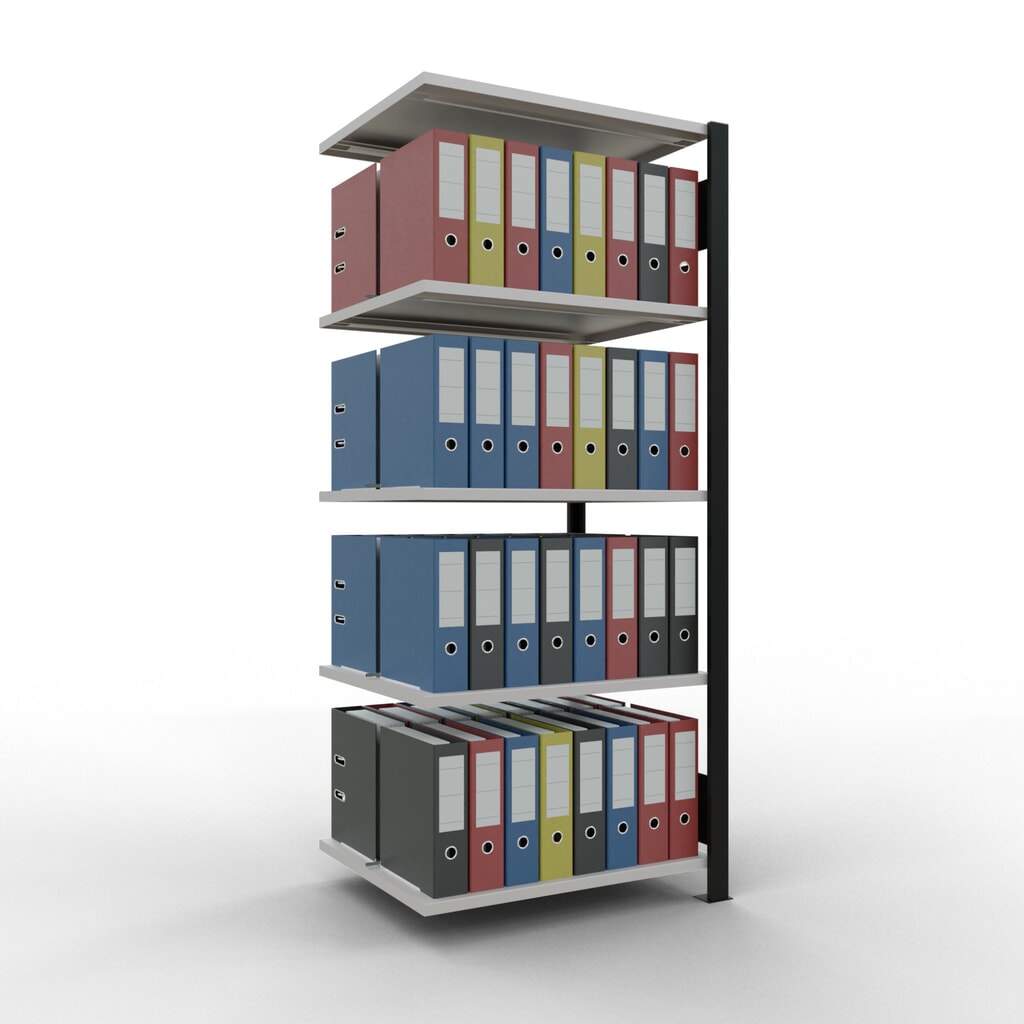 Produktabbildung Nr. 2: SCHULTE Aktenregal AF, doppelseitig, mit Mittelanschlägen, FL 150 kg, schwarz, HxBxT 1.800 x 750 x 600 mm