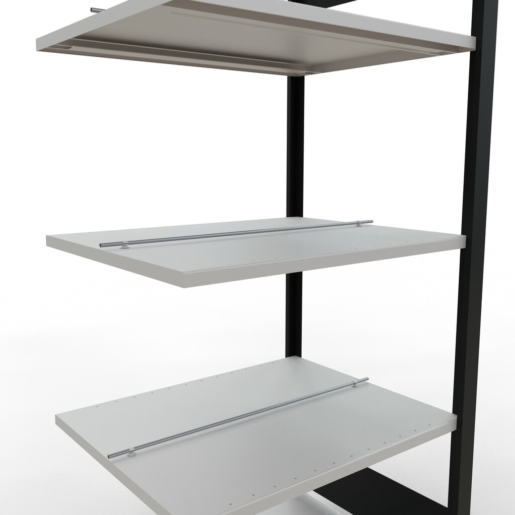 SCHULTE Aktenregal AF, doppelseitig, mit Mittelanschlägen, FL 150 kg, schwarz, HxBxT 1.800 x 750 x 600 mm Produktabbildung Nr. 4: SCHULTE Aktenregal AF, doppelseitig, mit Mittelanschlägen, FL 150 kg, schwarz, HxBxT 1.800 x 750 x 600 mm
