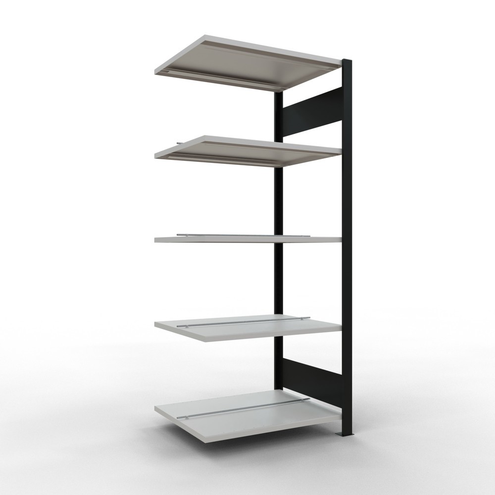 Produktabbildung: SCHULTE Aktenregal AF, doppelseitig, mit Mittelanschlägen, FL 150 kg, schwarz, HxBxT 1.800 x 750 x 600 mm