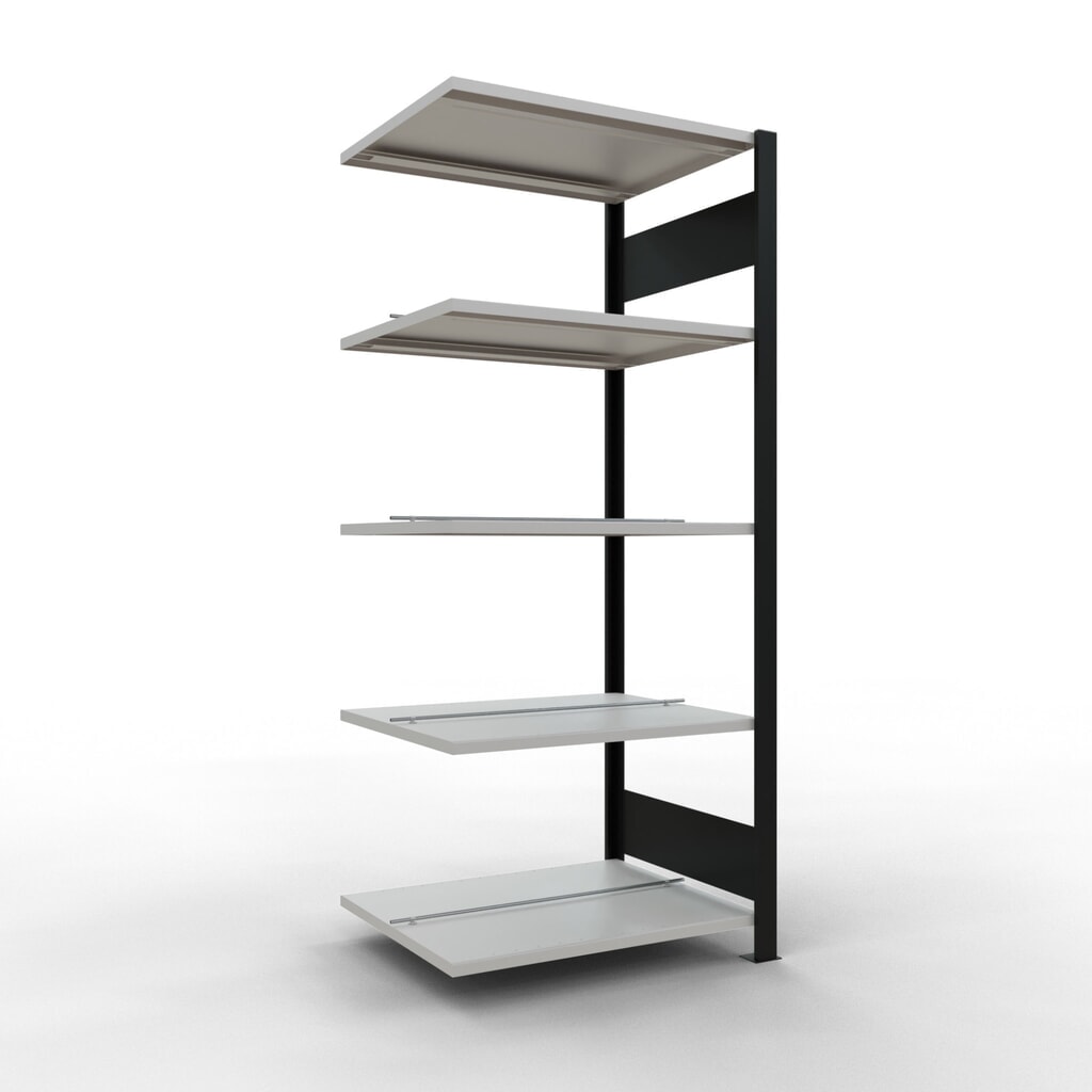 Produktabbildung: SCHULTE Aktenregal AF, doppelseitig, mit Mittelanschlägen, FL 150 kg, schwarz, HxBxT 1.800 x 750 x 600 mm